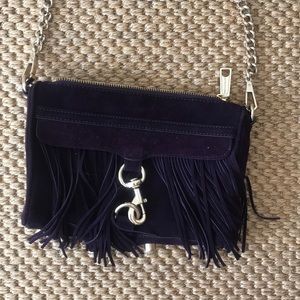 Rebecca Minkoff purple suede fringe crossbody